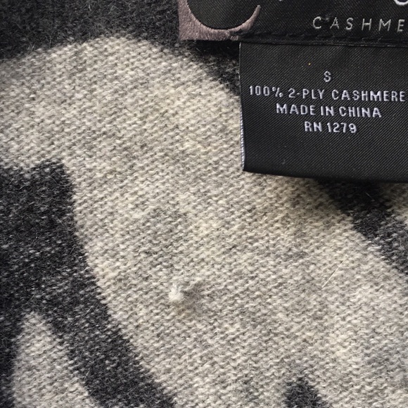 Cashmere Animal Print Cardigan Black Gray S - Picture 8 of 16